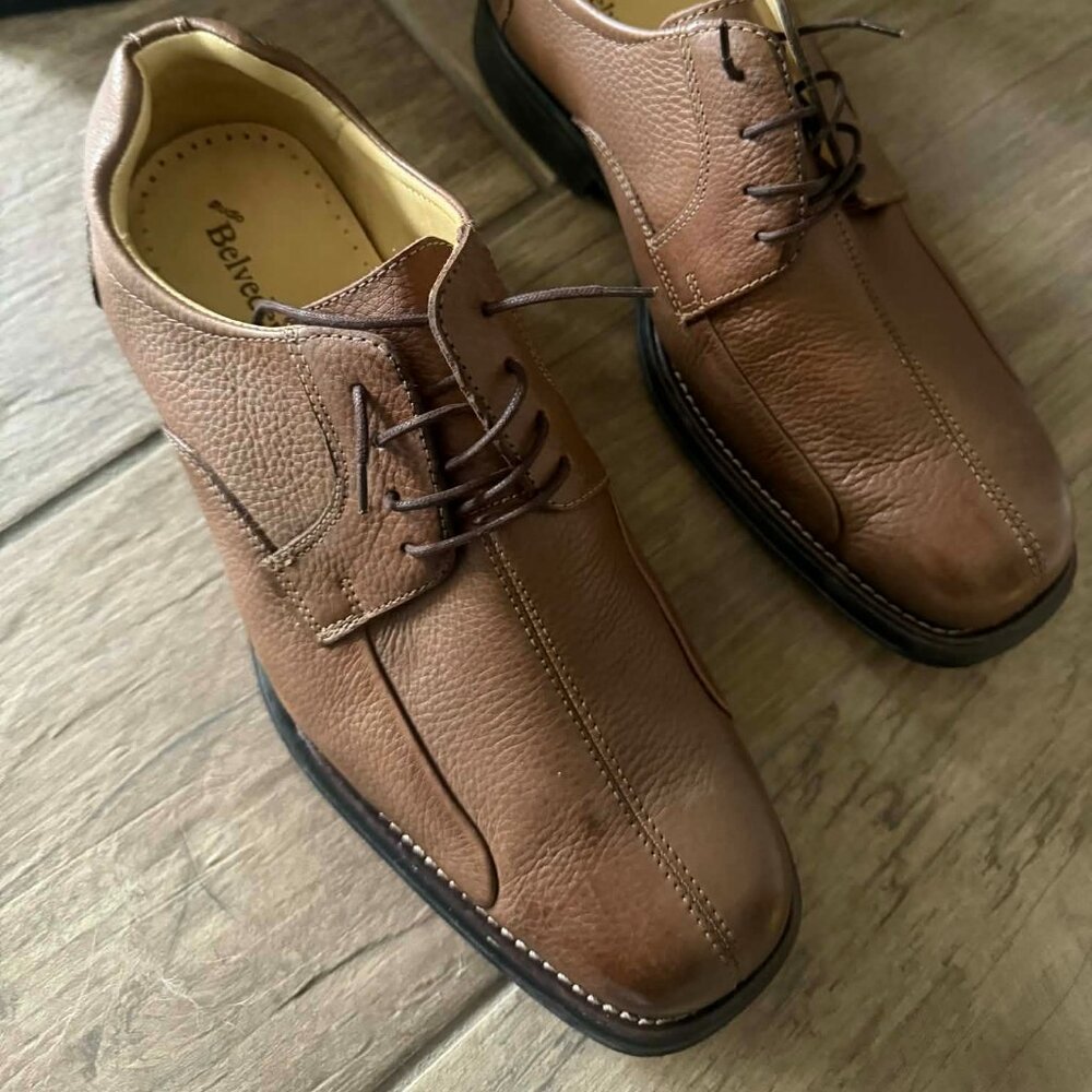 Men’s Belvedere Bay Bridge Brown Pebbled Leather Oxford Dress Shoes